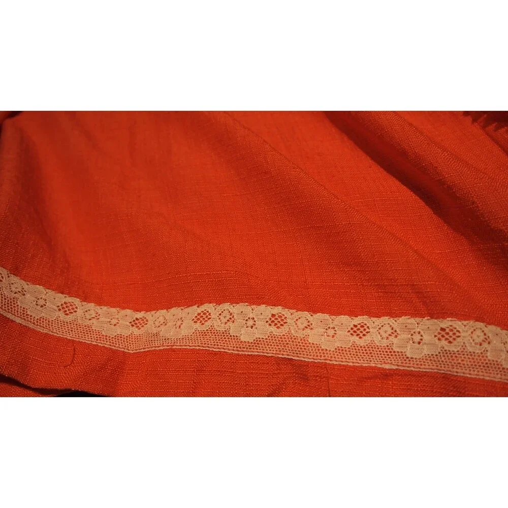 Vintage 60s Barney Max Orange Twilled Silk Shift Dress Long Sleeve Button Medium - Picture 8 of 12